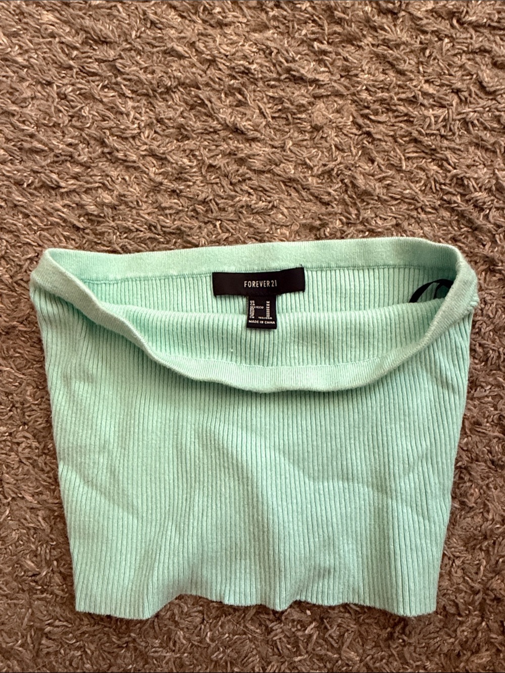 Forever 21 Mint Green Ribbed Strapless Tube Top